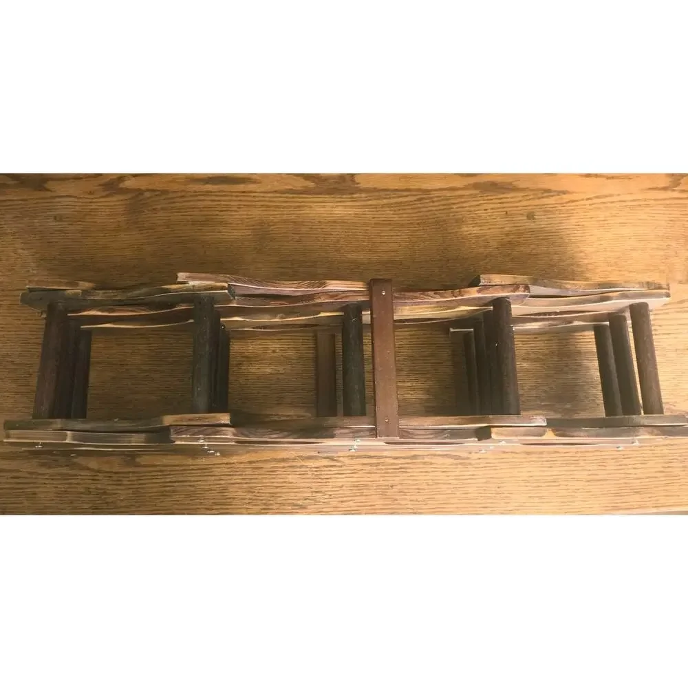 Vintage Mid Century Modern Folding Accordion Solid Wood Wine Rack MCM 10 Bottles